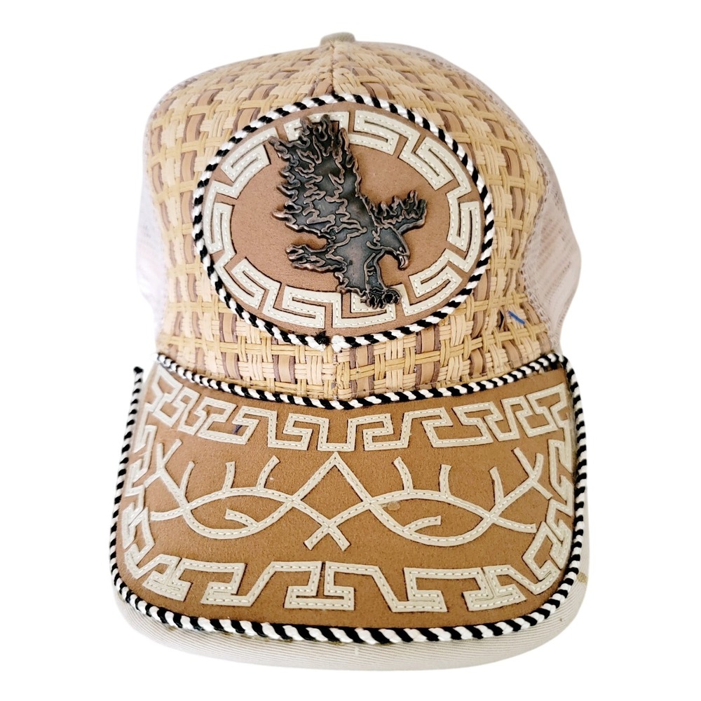Western Style Eagle Mesh Trucker Hat Snapback Baseball Cap MEN or WOMENS Tan NEW